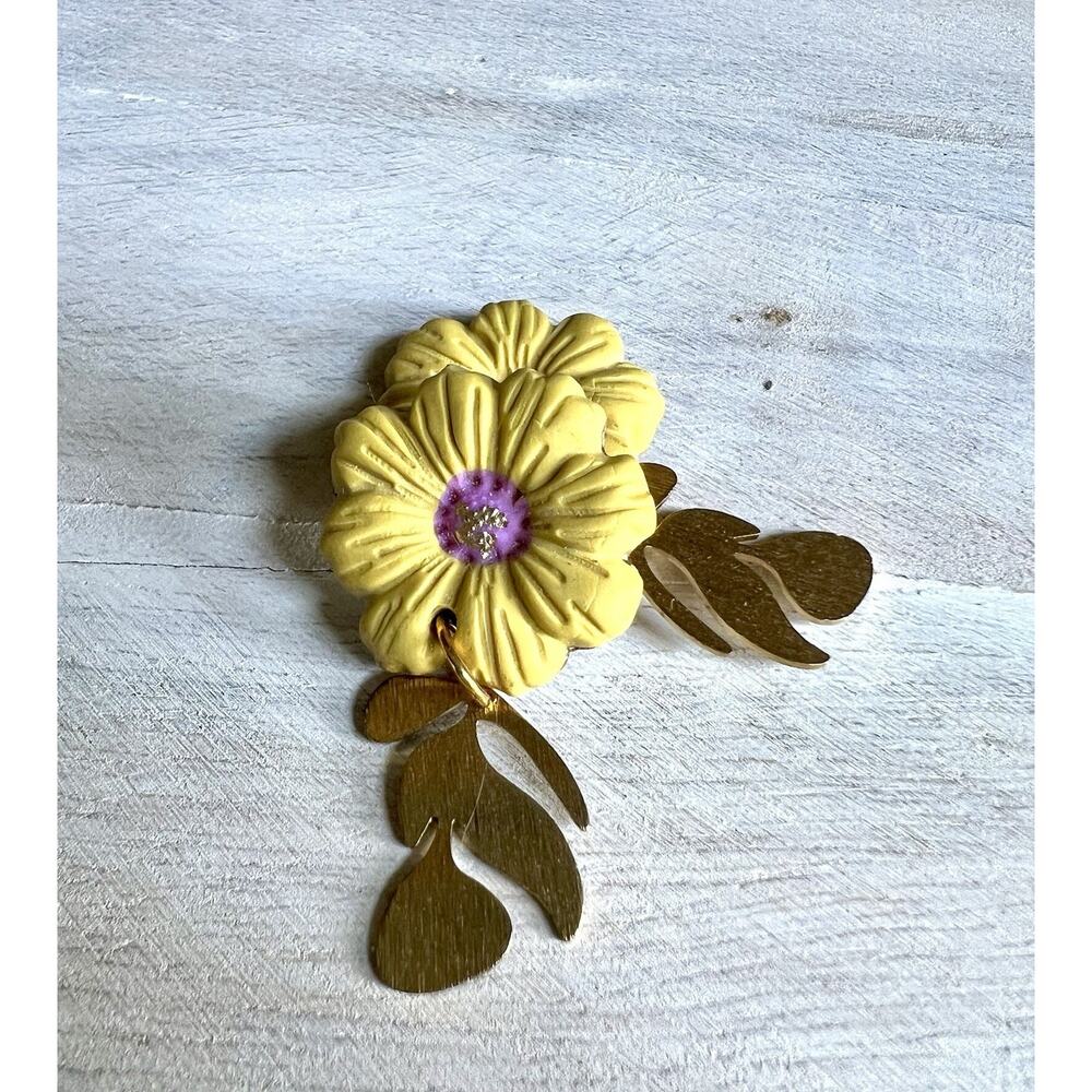 Statement Earrings Handmade Polymer Clay Earrings Handcrafted Artwork Floral